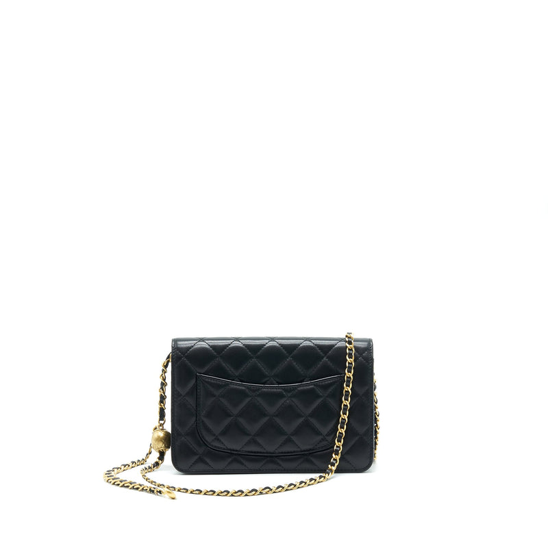 Chanel 22C Pearl Crush Wallet On Chain Black GHW (Microchip)