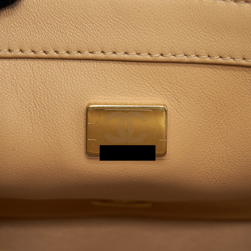 Chanel 22C Pearl Crush Mini Square Flap Bag Lambskin Beige GHW (Microc