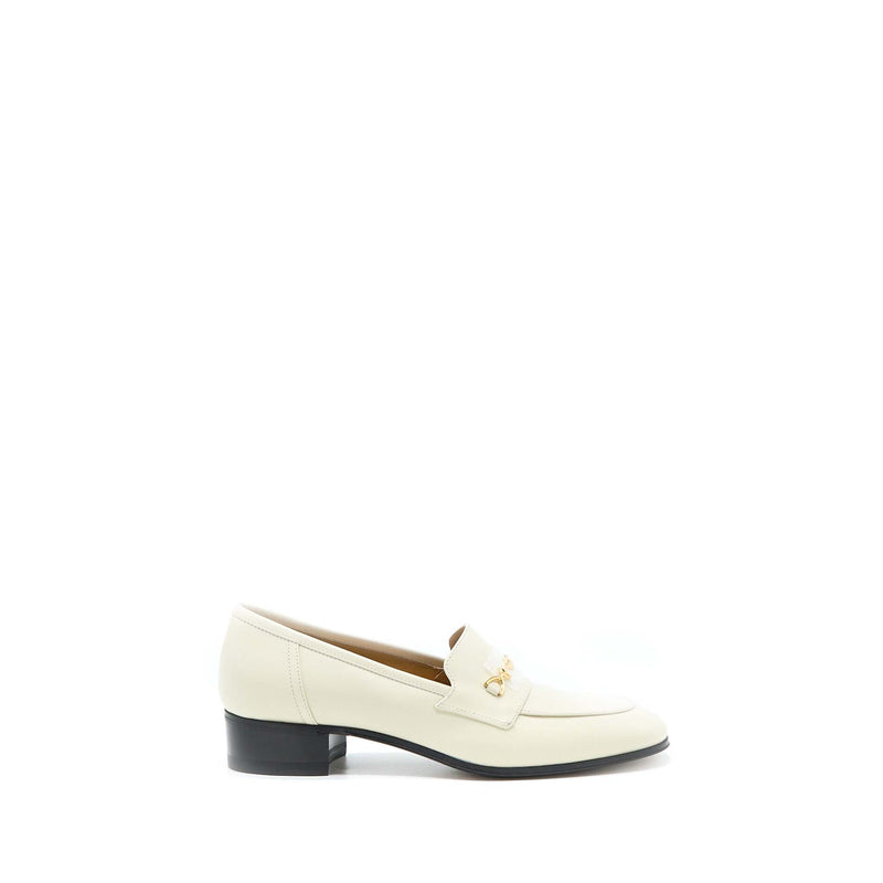 Gucci Size 38 Women’s Loafer with Horsebit Calfskin White GHW