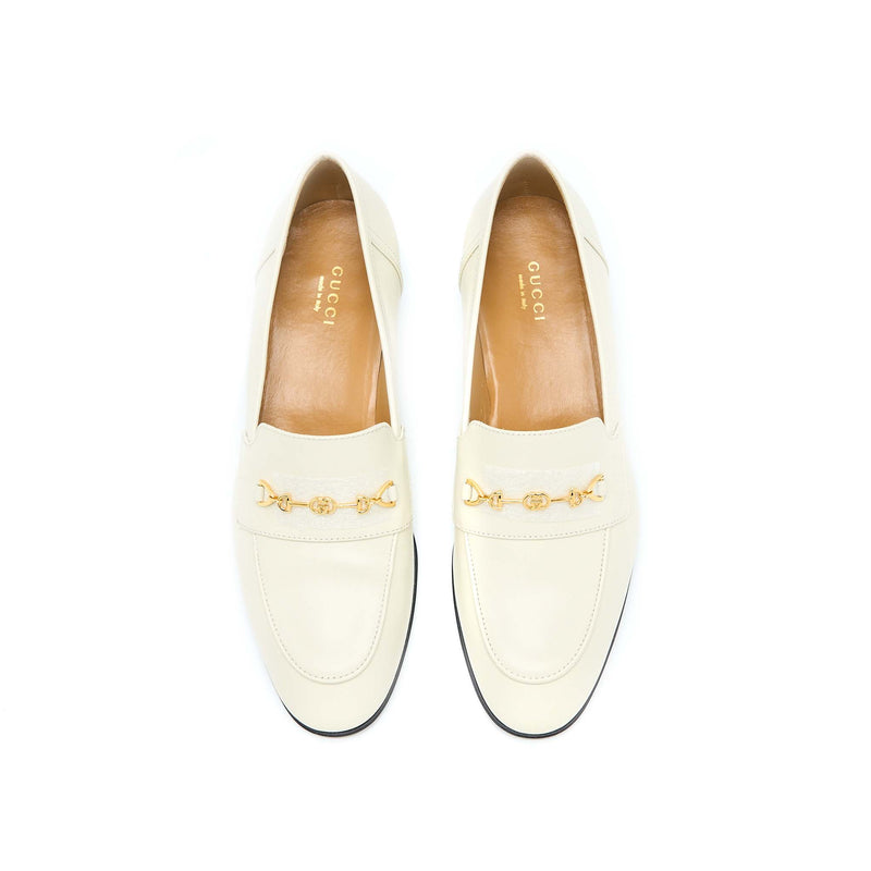 Gucci Size 38 Women’s Loafer with Horsebit Calfskin White GHW