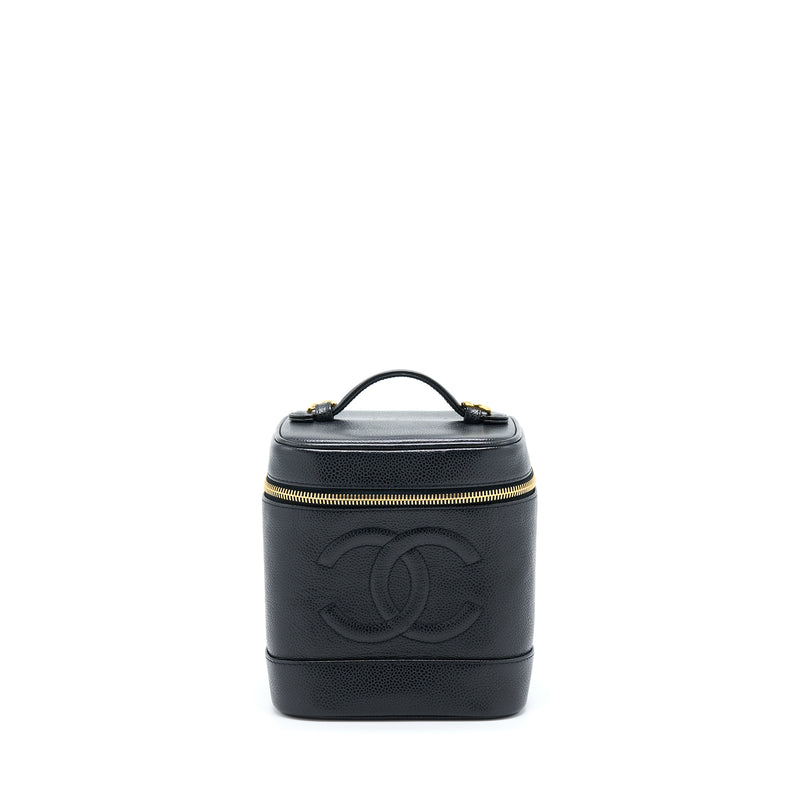 Chanel Vintage Vertical CC Logo Cosmetic Vanity Caviar Black GHW