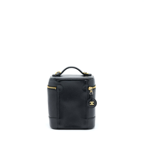 Chanel Vintage Vertical CC Logo Cosmetic Vanity Caviar Black GHW