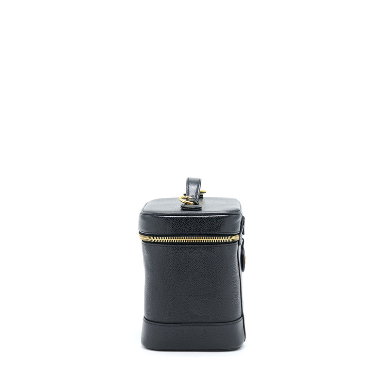 Chanel Vintage Vertical CC Logo Cosmetic Vanity Caviar Black GHW