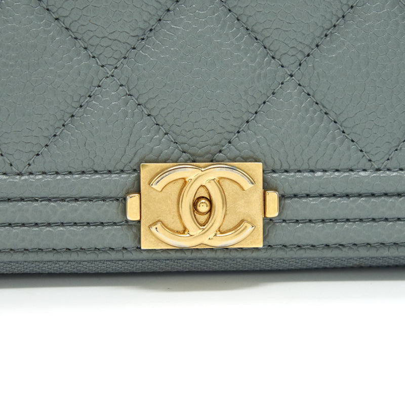 Chanel Caviar small Zip Wallet Grey GHW