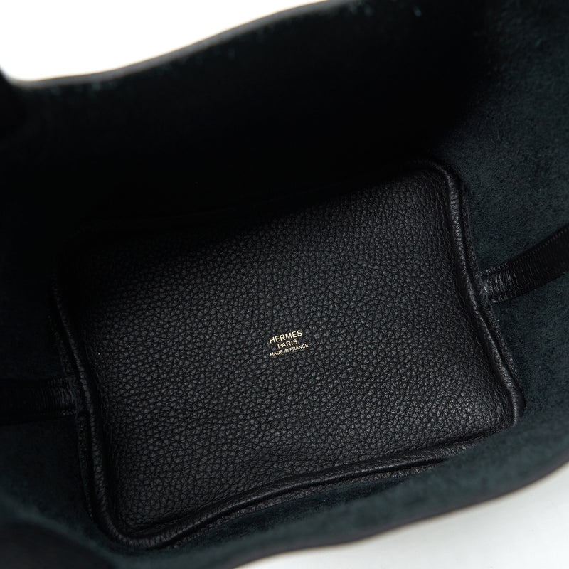 Hermes Picotin 18 Clemence Black GHW Stamp Z