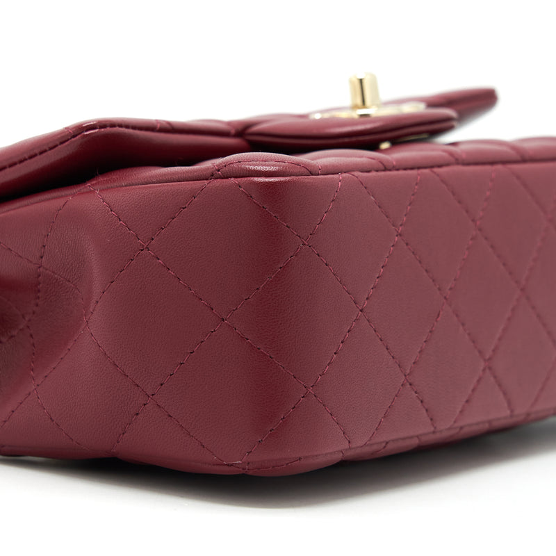 Chanel 22C Mini rectangular flap bag lambskin dark red LGHW microchip