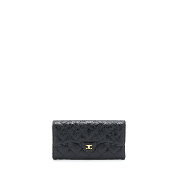 Chanel Classic Long Flap Wallet Caviar Black GHW