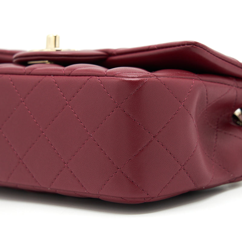 Chanel 22C Mini rectangular flap bag lambskin dark red LGHW microchip