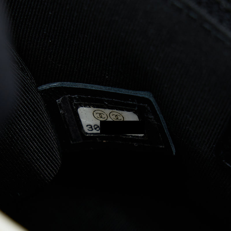 Chanel Seasonal Flap Bag Caviar White With Black Hardware