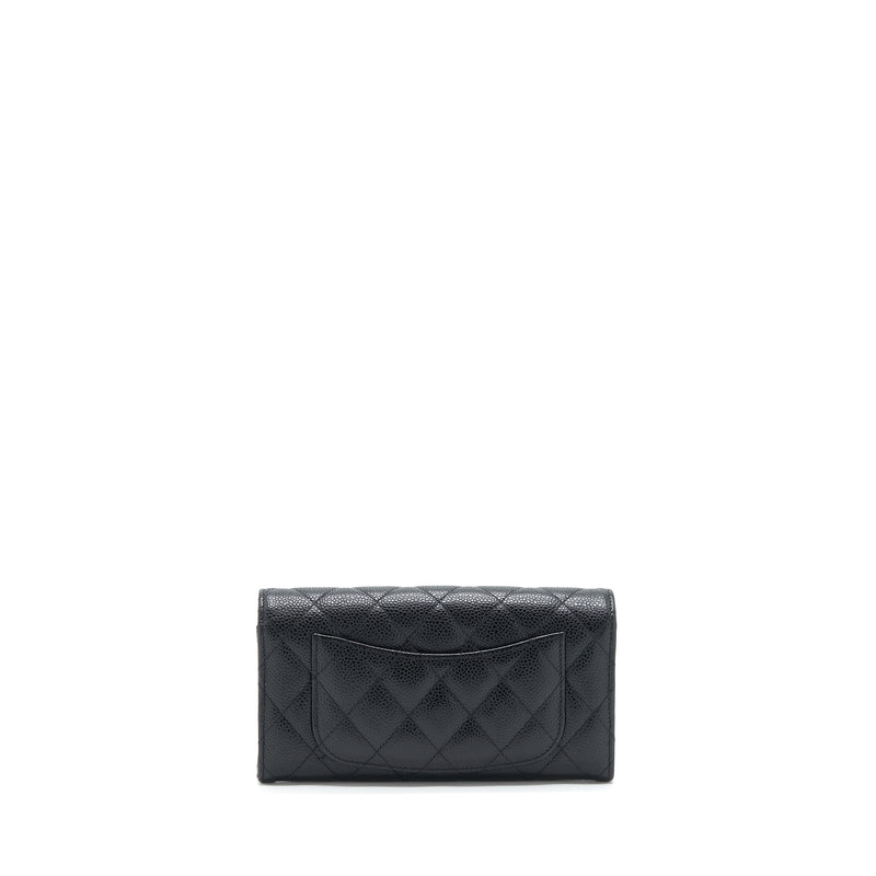 Chanel Quilted Classic Long Flap Long Wallet Black Leather Gold