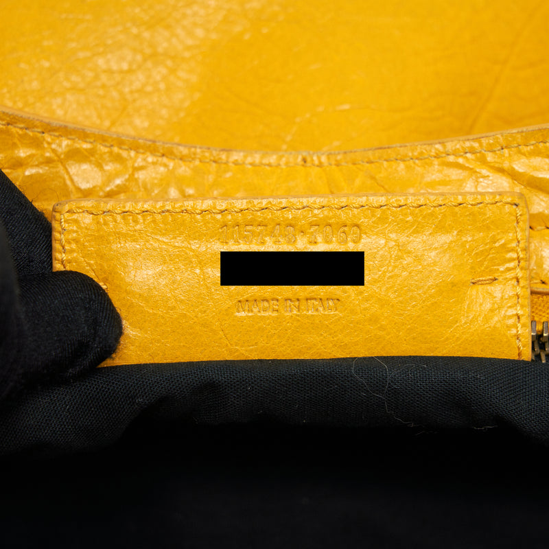Balenciaga classic city bag yellow ruthenium hardware