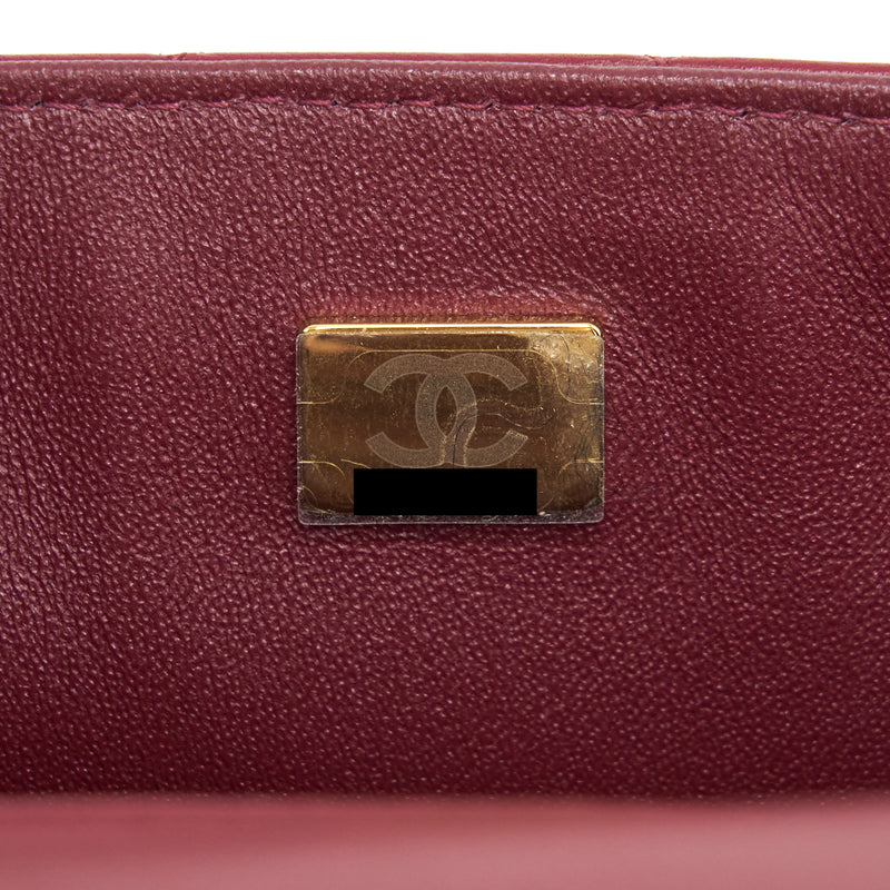 Chanel 22C Mini rectangular flap bag lambskin dark red LGHW microchip