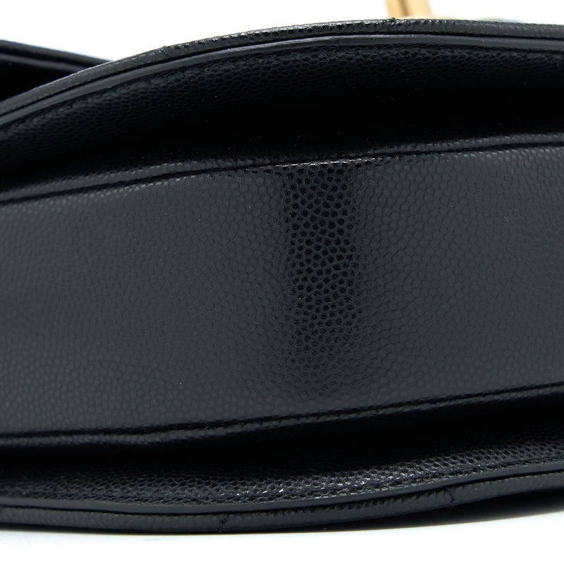 Chanel 22B Round Messenger Bag Grained Calfskin Black Brushed GHW (Microchip)