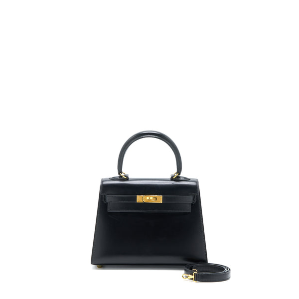 Hermes Vintage Kelly 20 Box Black GHW Stamp Circle V