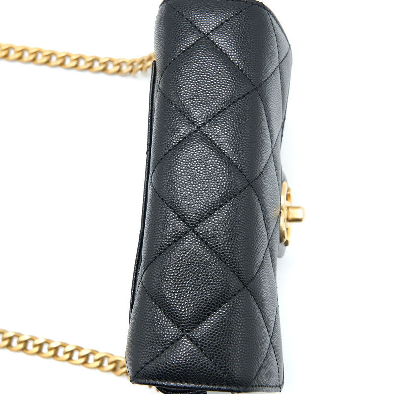 Chanel 22B Round Messenger Bag Grained Calfskin Black Brushed GHW (Microchip)