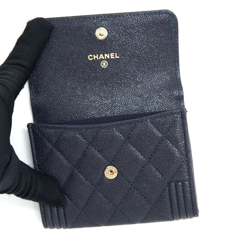 Chanel Boy Small Flap Card Holder Caviar Black GHW