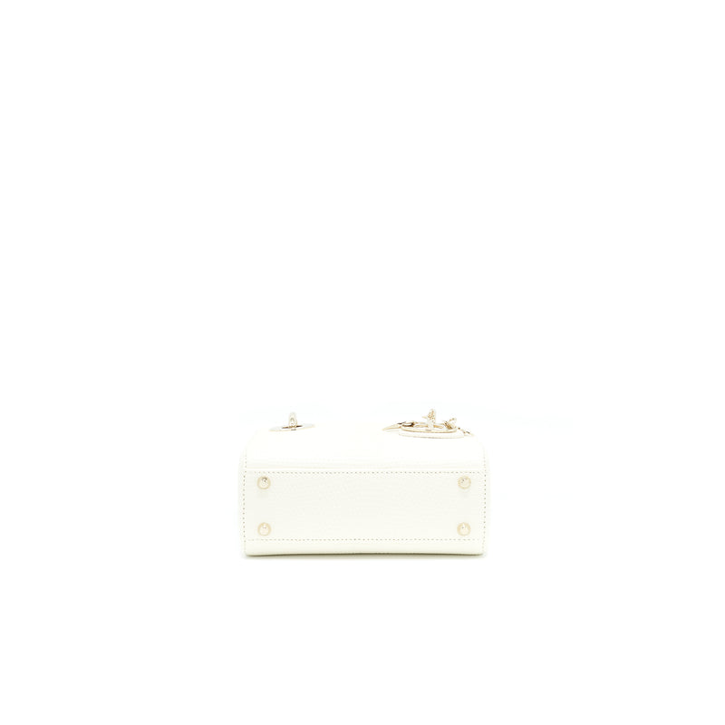 Dior Lizard Mini Lady Dior Bag White LGHW