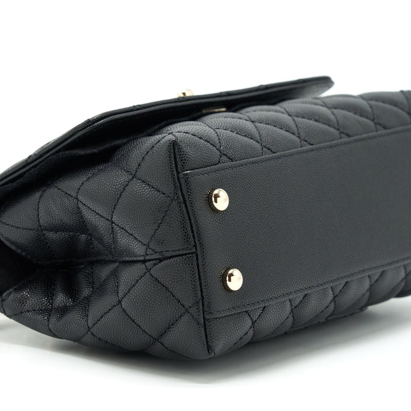 Chanel Small Coco Handle Caviar Black LGHW (Microchip)