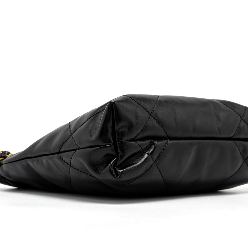Chanel 23s Mini 22 Bag Shiny Calfskin Black Brushed GHW (Microchip)