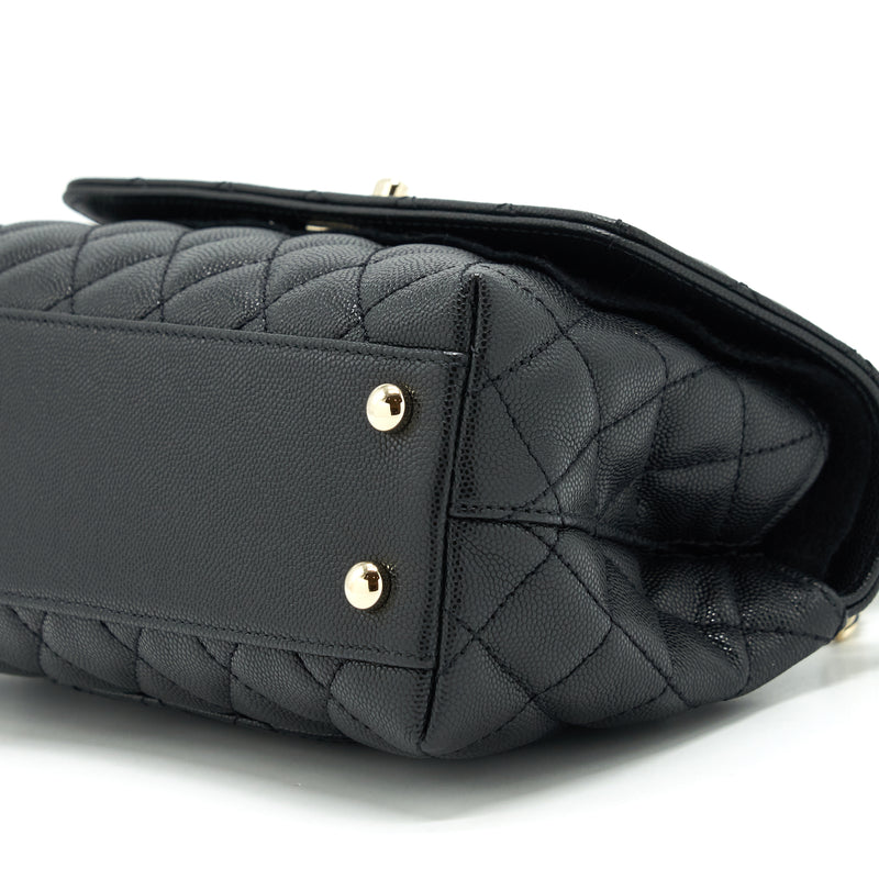 Chanel Small Coco Handle Caviar Black LGHW (Microchip)