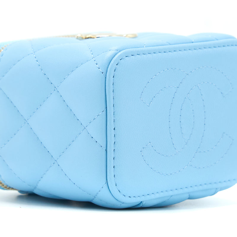 Chanel Mini Vanity Case With Giant Chain Lambskin Blue LGHW