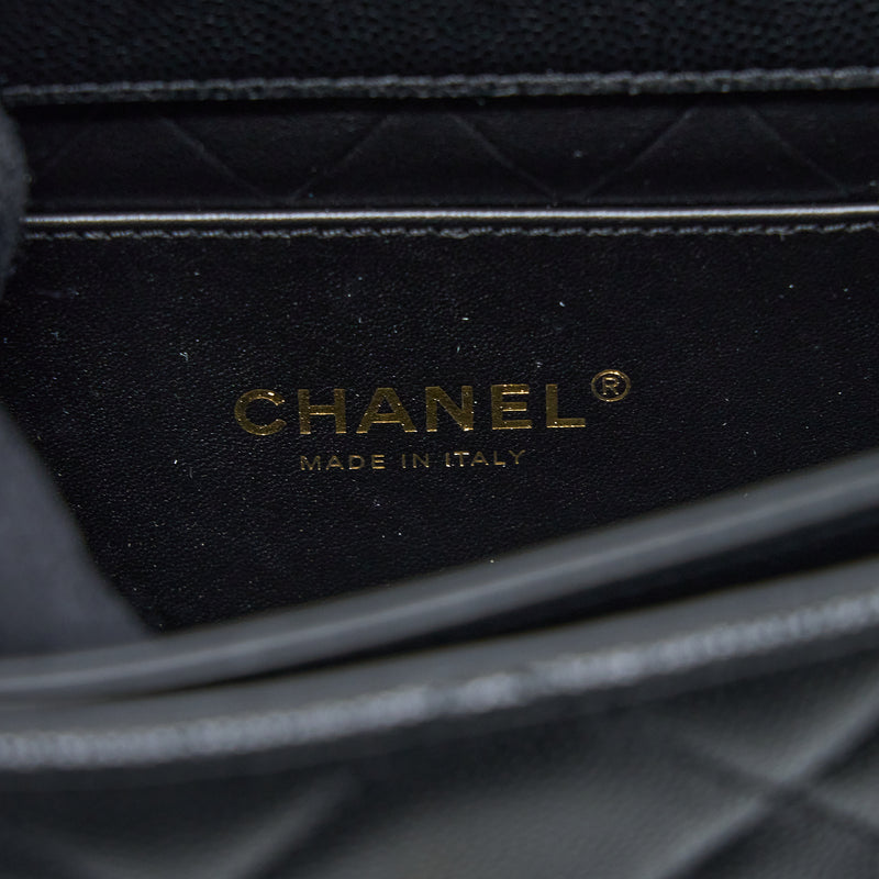 Chanel 22B Round Messenger Bag Grained Calfskin Black Brushed GHW (Microchip)