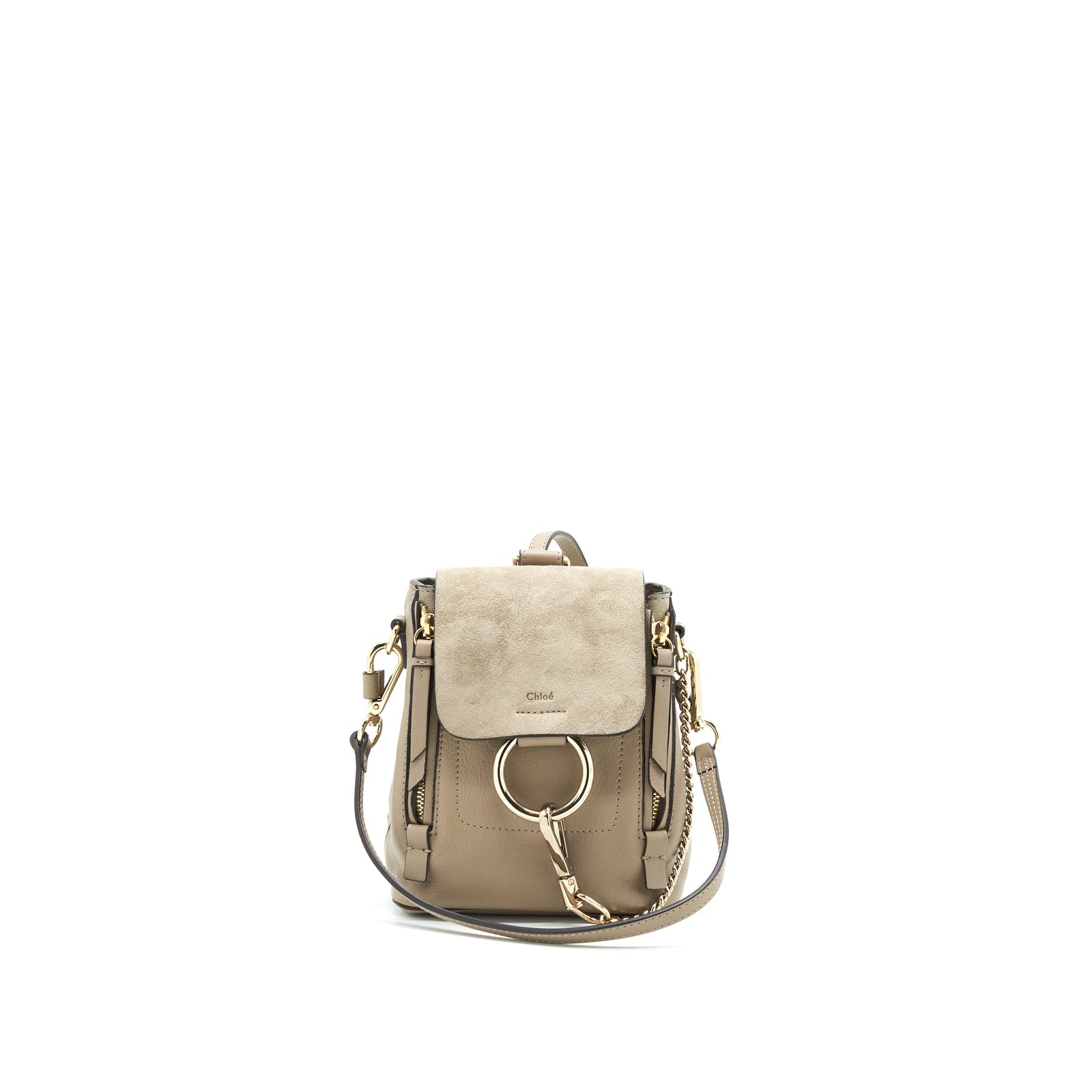 chloe mini backpack motty grey Chloe Mini Faye Backpack Light Grey