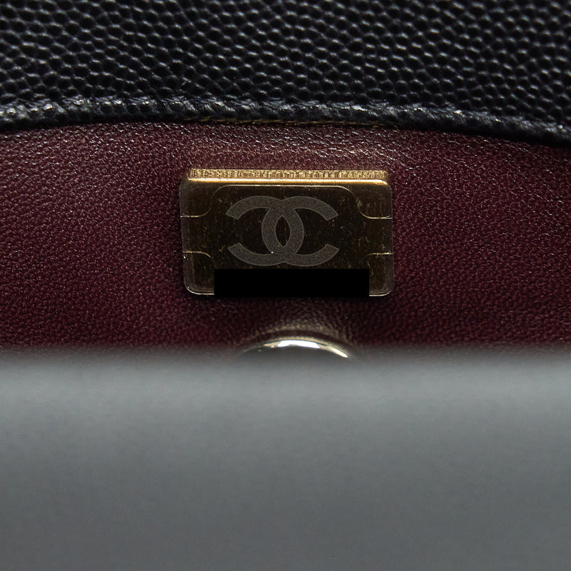 Chanel Small Coco Handle Caviar Black LGHW (Microchip)