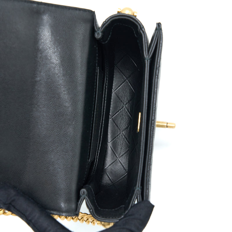 Chanel 22B Round Messenger Bag Grained Calfskin Black Brushed GHW (Microchip)