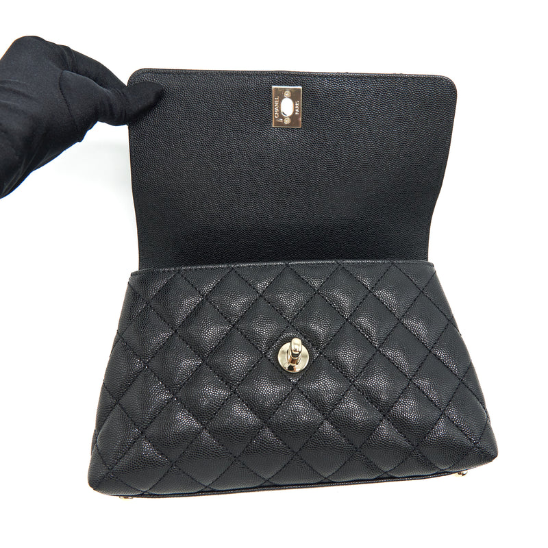 Chanel Small Coco Handle Caviar Black LGHW (Microchip)