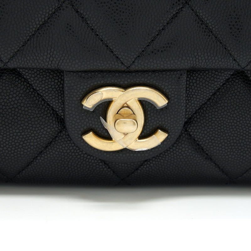 Chanel 22A Small Flap Bag With Button On Chains Caviar Black Brushed GHW