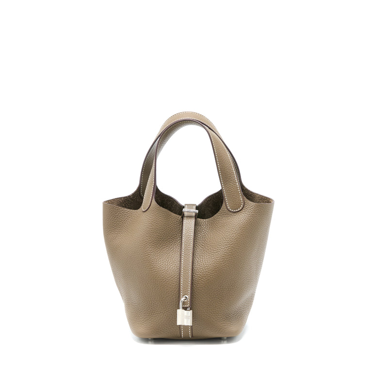 Hermes Picotin 18 Lock Bag Clemence Etoupe SHW Stamp C