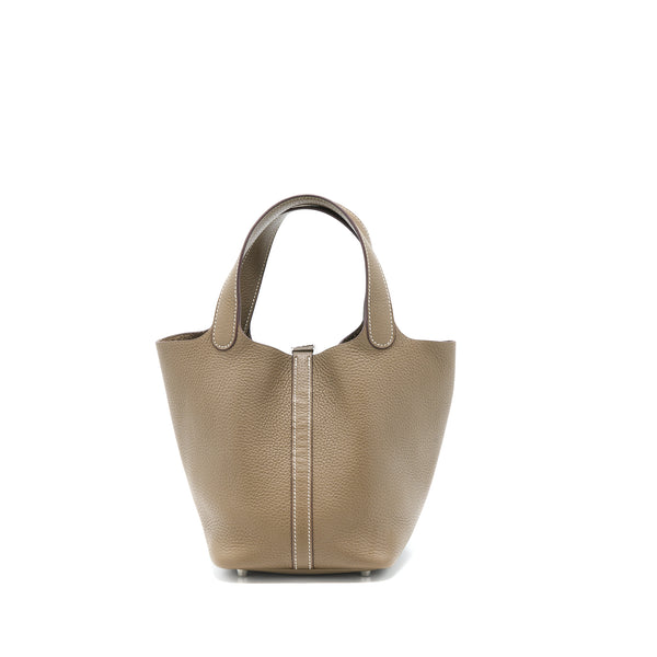 Hermes Picotin 18 Lock Bag Clemence Etoupe SHW Stamp C