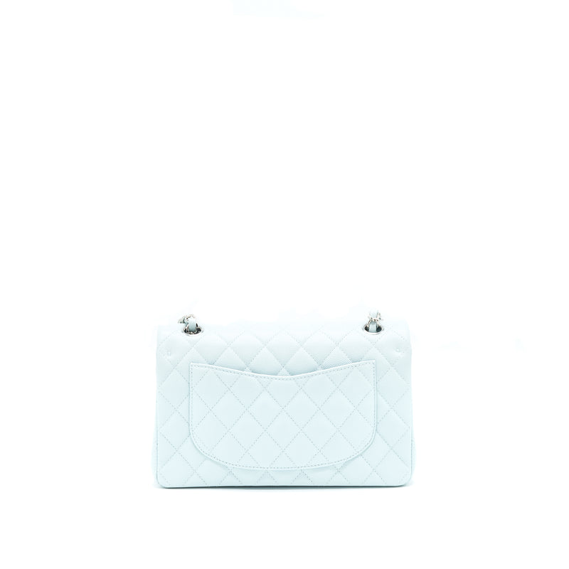 Chanel 21K Small Classic Double Flap Bag Caviar Light Blue SHW (Microc