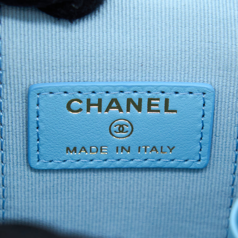 Chanel Mini Vanity Case With Giant Chain Lambskin Blue LGHW