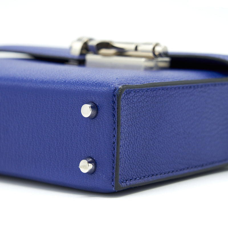 Hermes Mini Verrou Bag Chevre Mysore 7T Bleu Electric SHW Stamp C