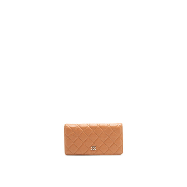 Chanel caviar fold long wallet dark beige