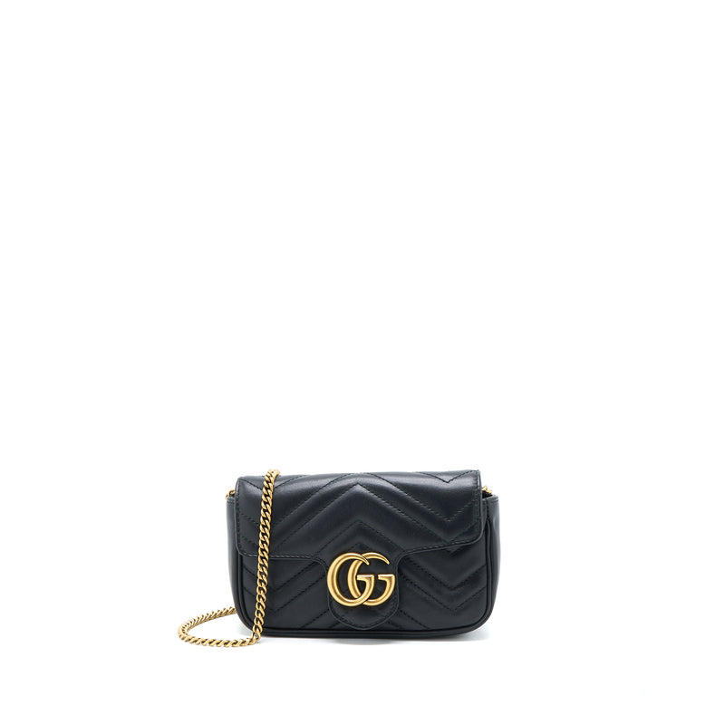 Gucci GG Marmont Super Mini Chain Bag Calfskin Black Brushed GHW