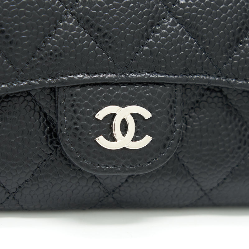 Chanel Quilted Caviar Flap Card Holder Chain Wristlet