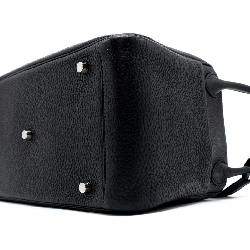 Hermes Lindy 30 Clemence Black SHW Stamp Square Q