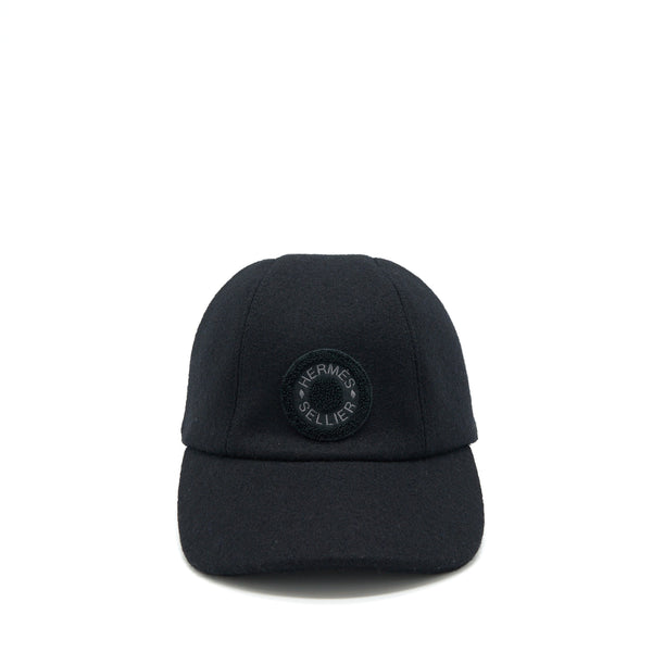 Hermes Size 57 Sellier Hat Wool Black