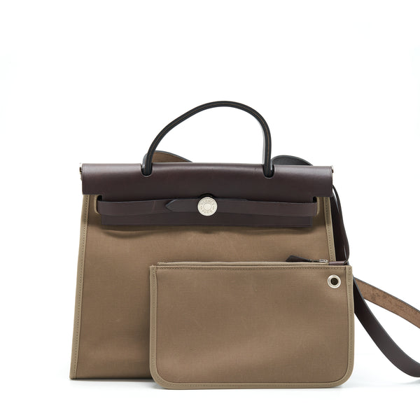 Hermes Herbag 31 Etoupe SHW Stamp Square R