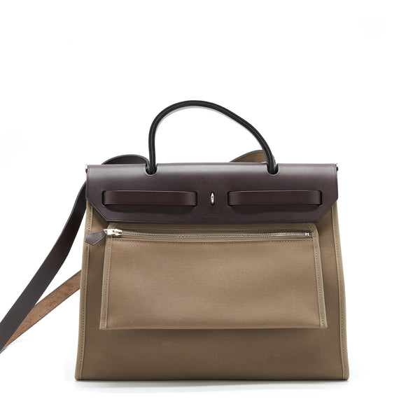 Hermes Herbag 31 Etoupe SHW Stamp Square R