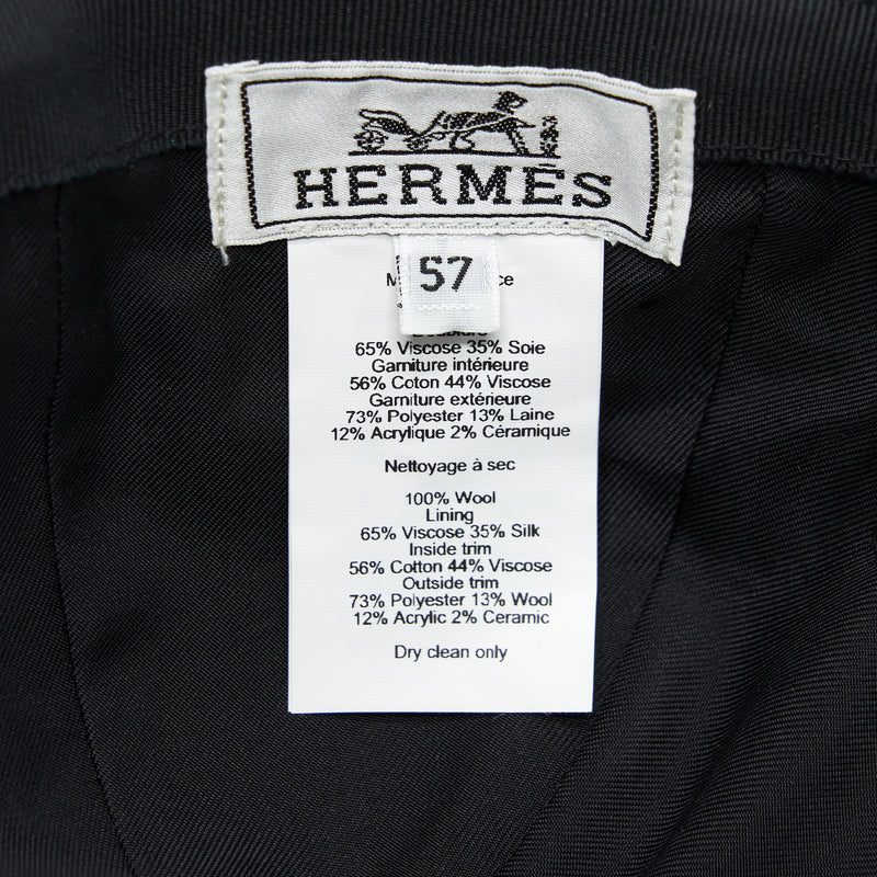 Hermes Size 57 Sellier Hat Wool Black