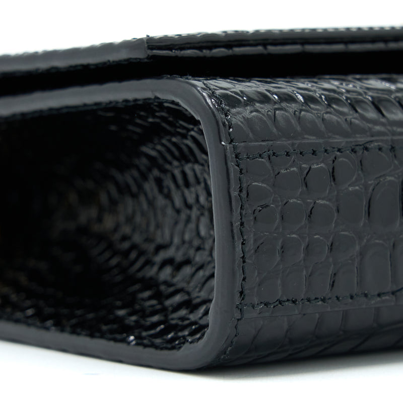 Saint Laurent Kate Bag Croc Embossed Calfskin Black GHW