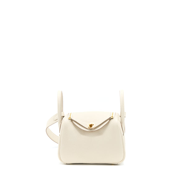 Hermes Mini Lindy Clemence Craie GHW Stamp Z