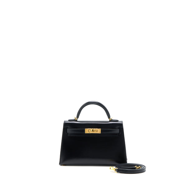 Hermes Mini Kelly II Box Black GHW Stamp Y