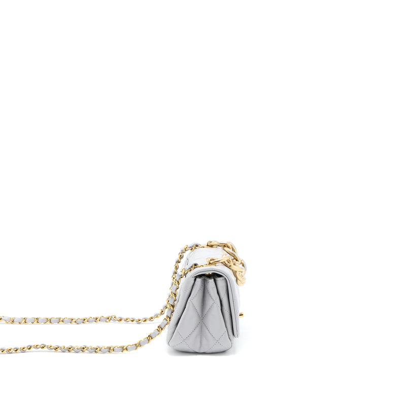Chanel Quilted Mini Flap Bag Lambskin Light Grey GHW (Microchip)