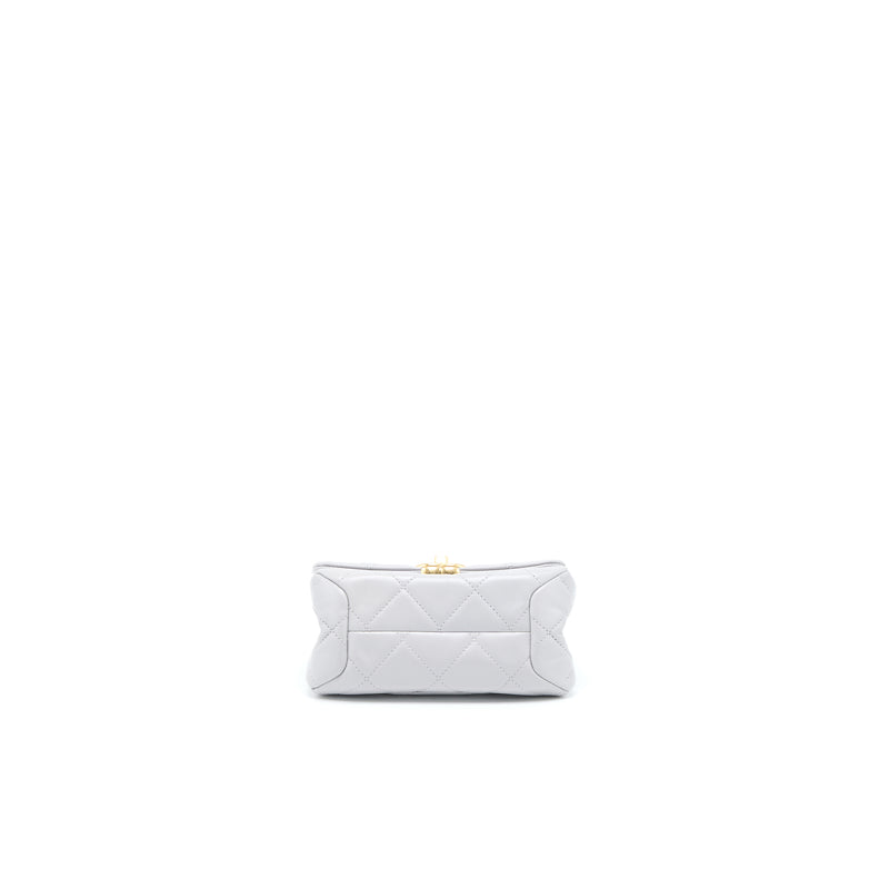 Chanel Quilted Mini Flap Bag Lambskin Light Grey GHW (Microchip)