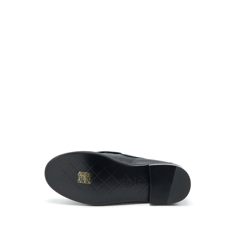 Chanel Size 37 22S Quilted CC Logo Loafer Black LGHW